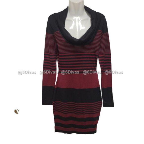 Tunic Dress Sweater Dress Striped Sweater Dress Cowl Neck Long Sleeve  - NWOT - Picture 1 of 8
